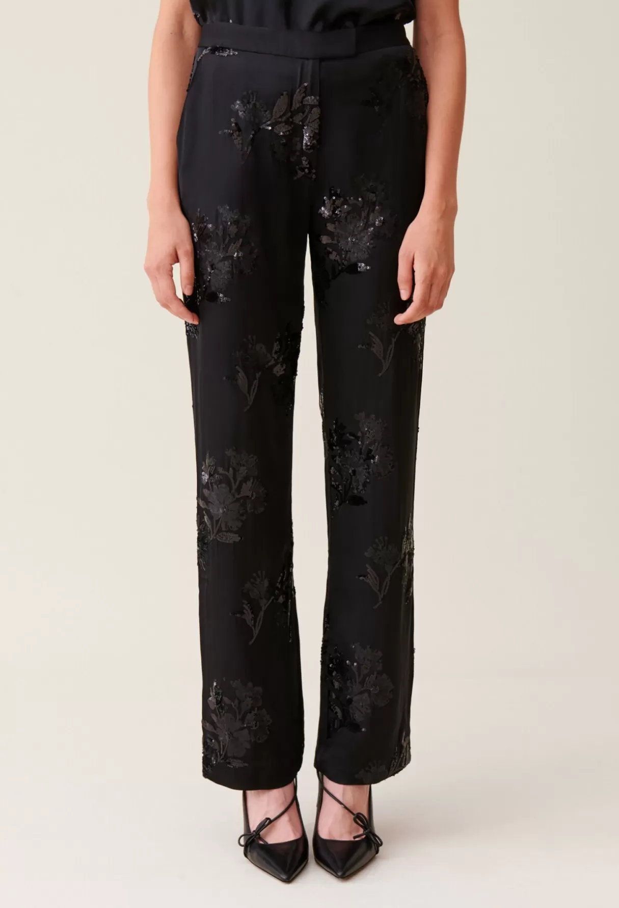 Pantalons Et Jeans-Claudie Pierlot Pantalon sequins brodés Noir