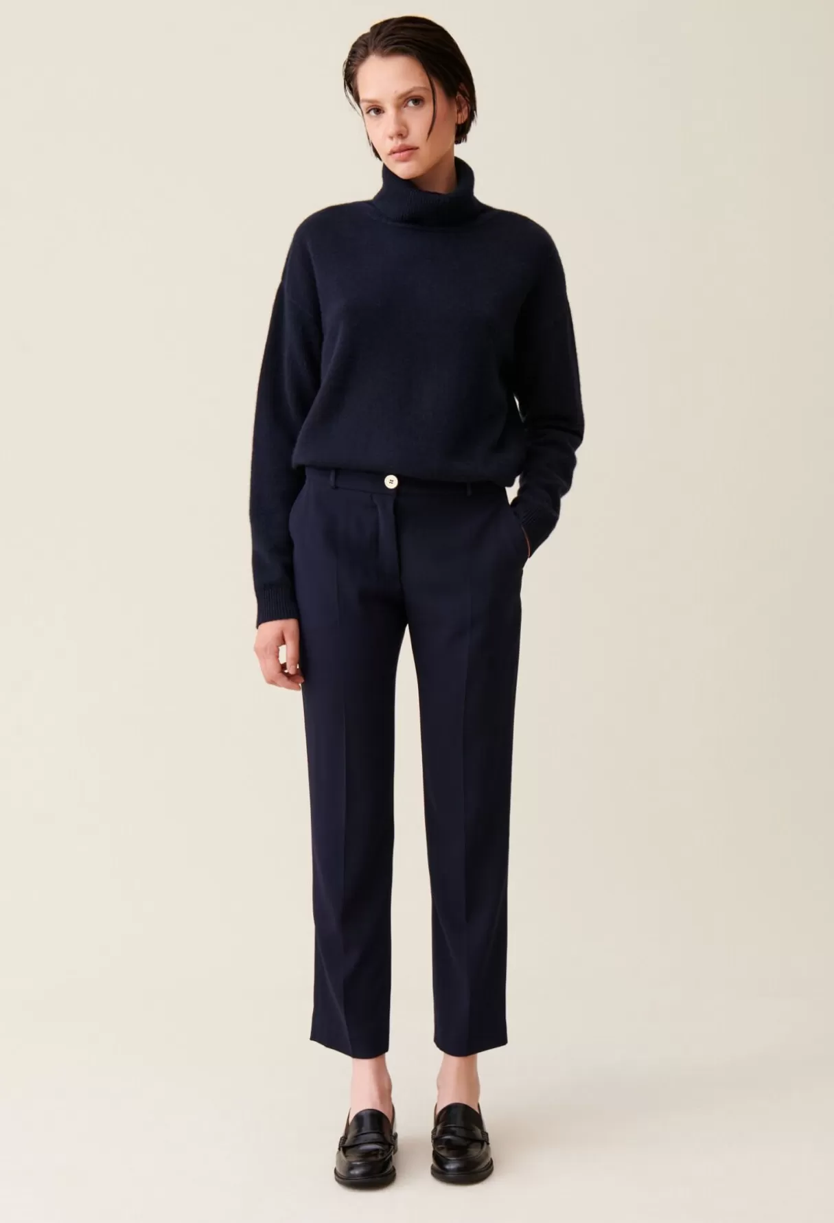 Pantalons Et Jeans-Claudie Pierlot Pantalon tailleur cigarette Marine