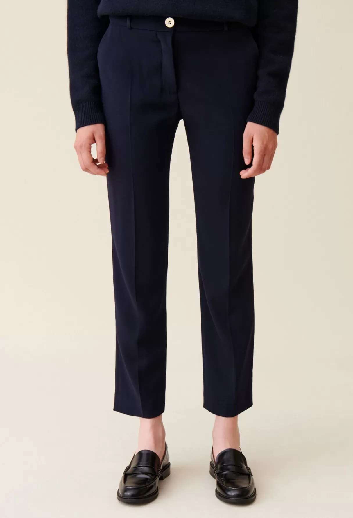 Pantalons Et Jeans-Claudie Pierlot Pantalon tailleur cigarette Marine