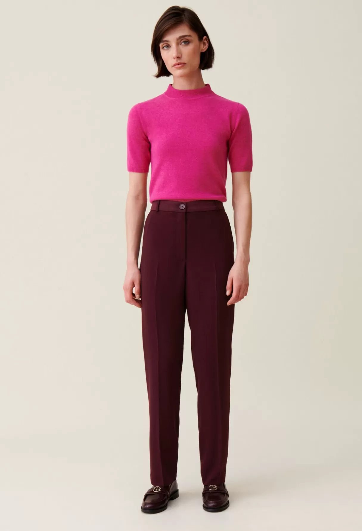 Pantalons Et Jeans-Claudie Pierlot Pantalon tailleur coupe cigarette Bordeaux