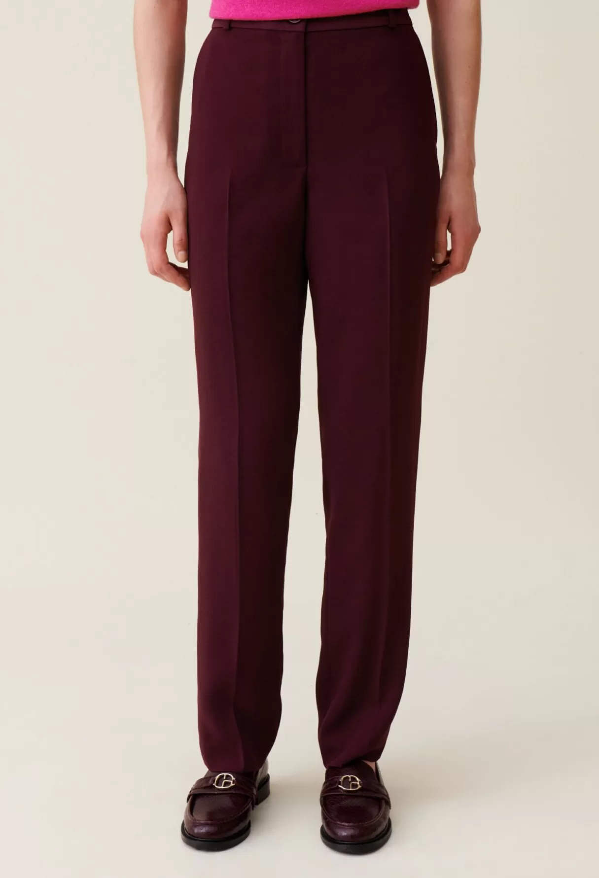 Pantalons Et Jeans-Claudie Pierlot Pantalon tailleur coupe cigarette Bordeaux