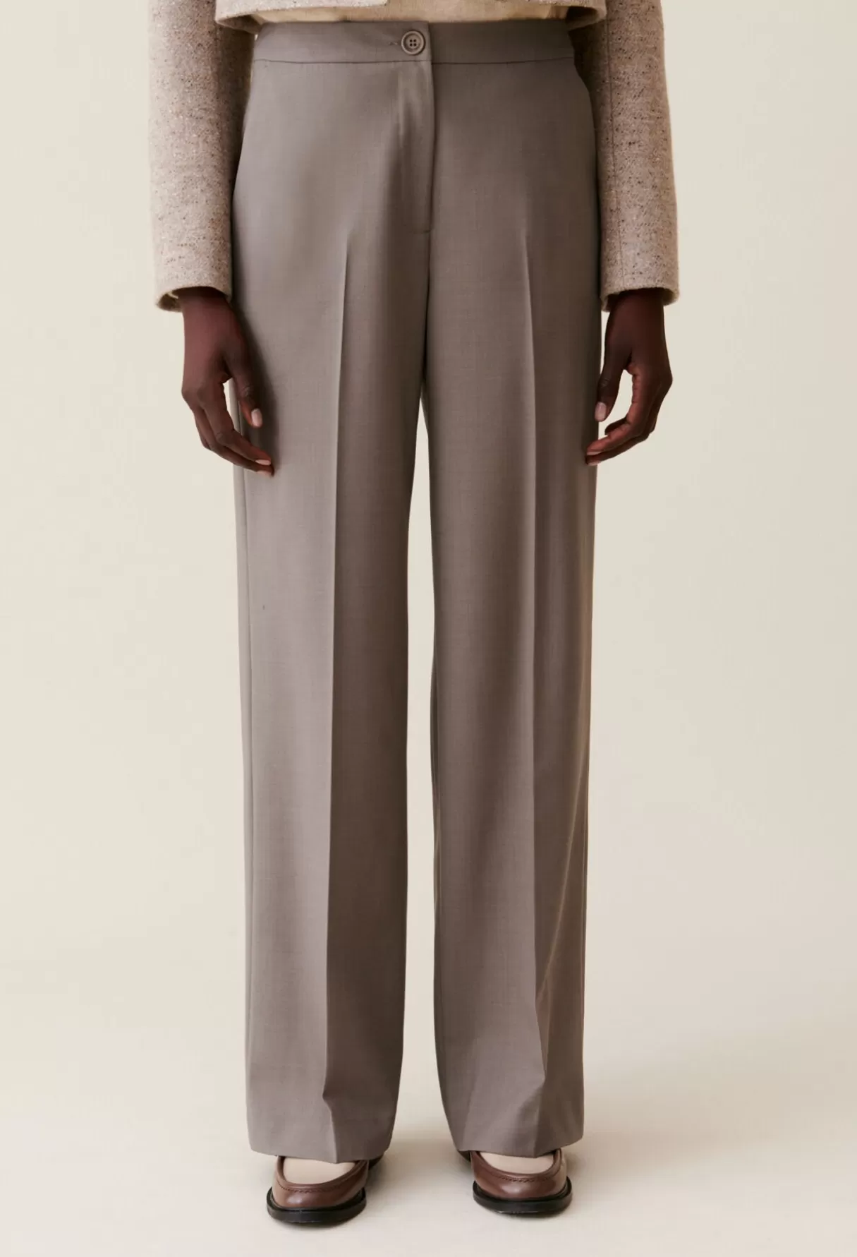 Pantalons Et Jeans-Claudie Pierlot Pantalon tailleur droit Taupe