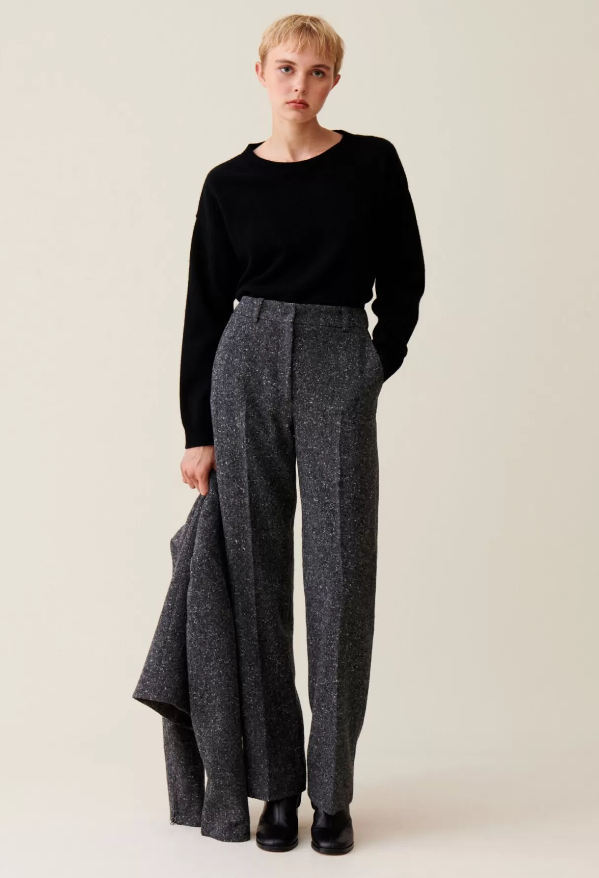 Pantalons Et Jeans-Claudie Pierlot Pantalon tailleur laine gris Grischine