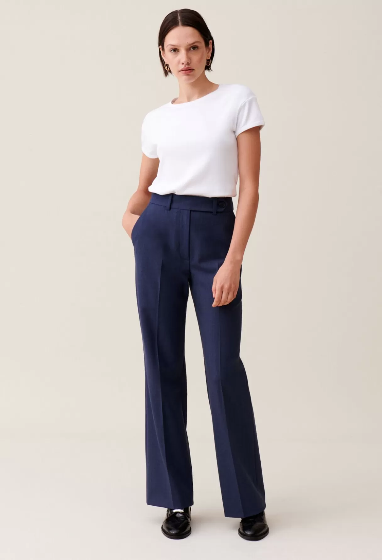 Pantalons Et Jeans-Claudie Pierlot Pantalon tailleur laine marine Bleuchine