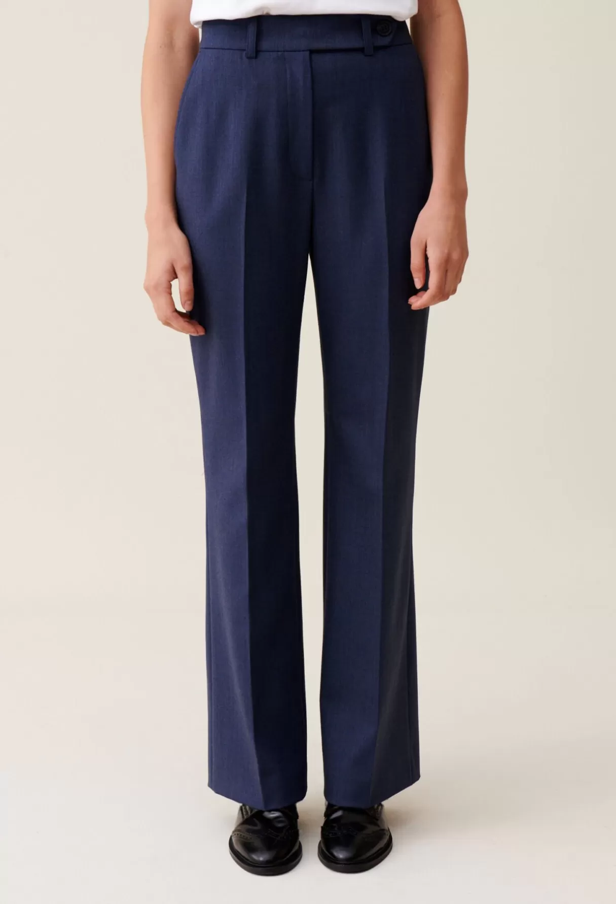 Pantalons Et Jeans-Claudie Pierlot Pantalon tailleur laine marine Bleuchine