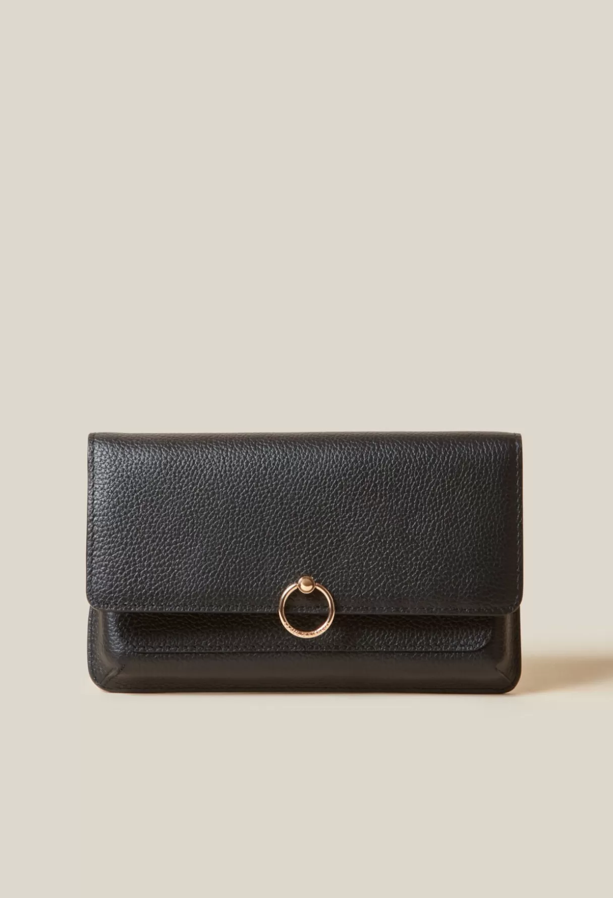 Petite Maroquinerie-Claudie Pierlot Pochette large cuir grainé Noir