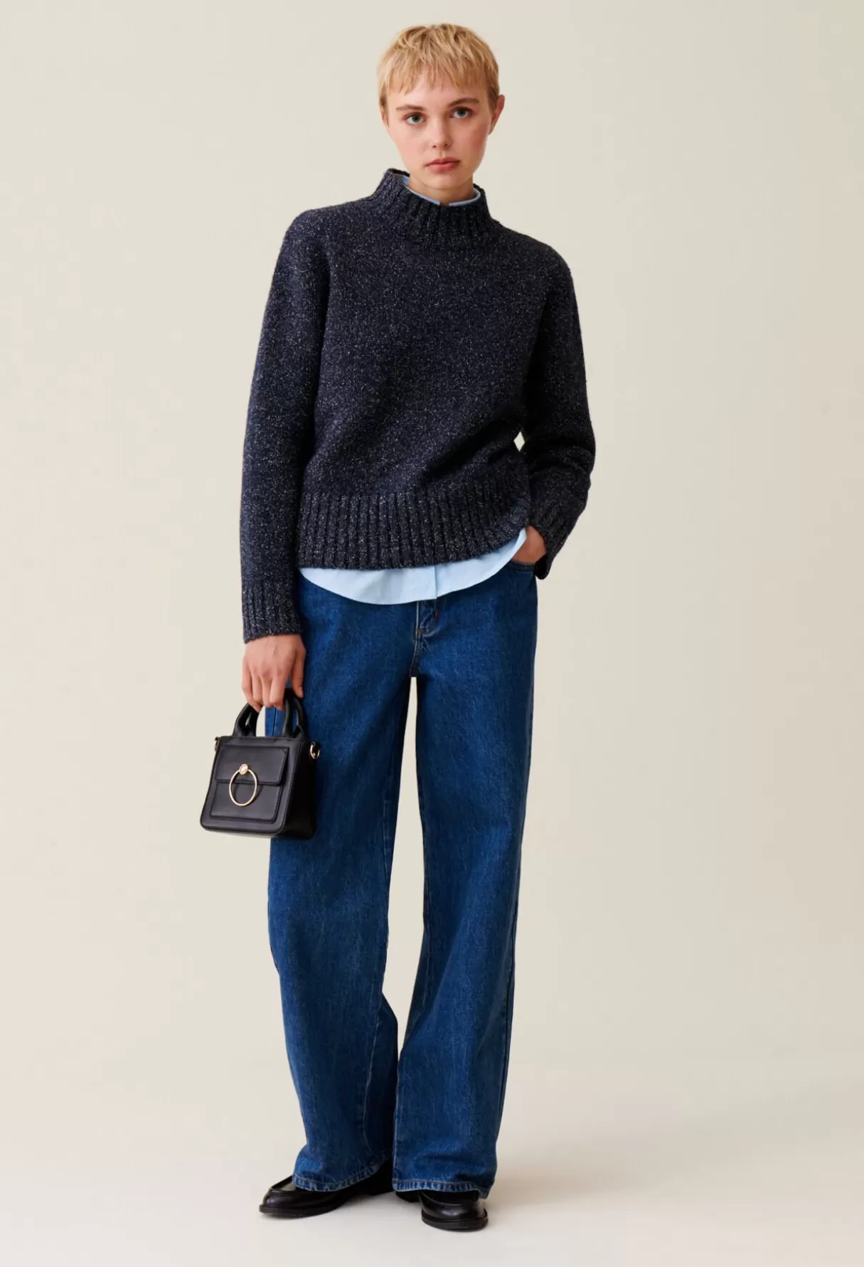 Pulls Et Cardigans-Claudie Pierlot Pull col cheminée Marine