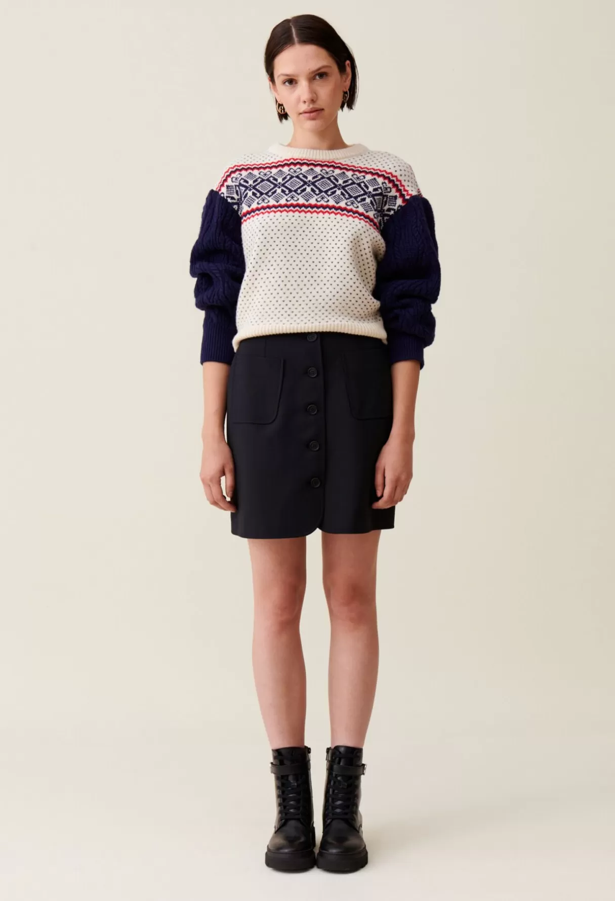 Pulls Et Cardigans-Claudie Pierlot Pull maille motifs col rond Multico