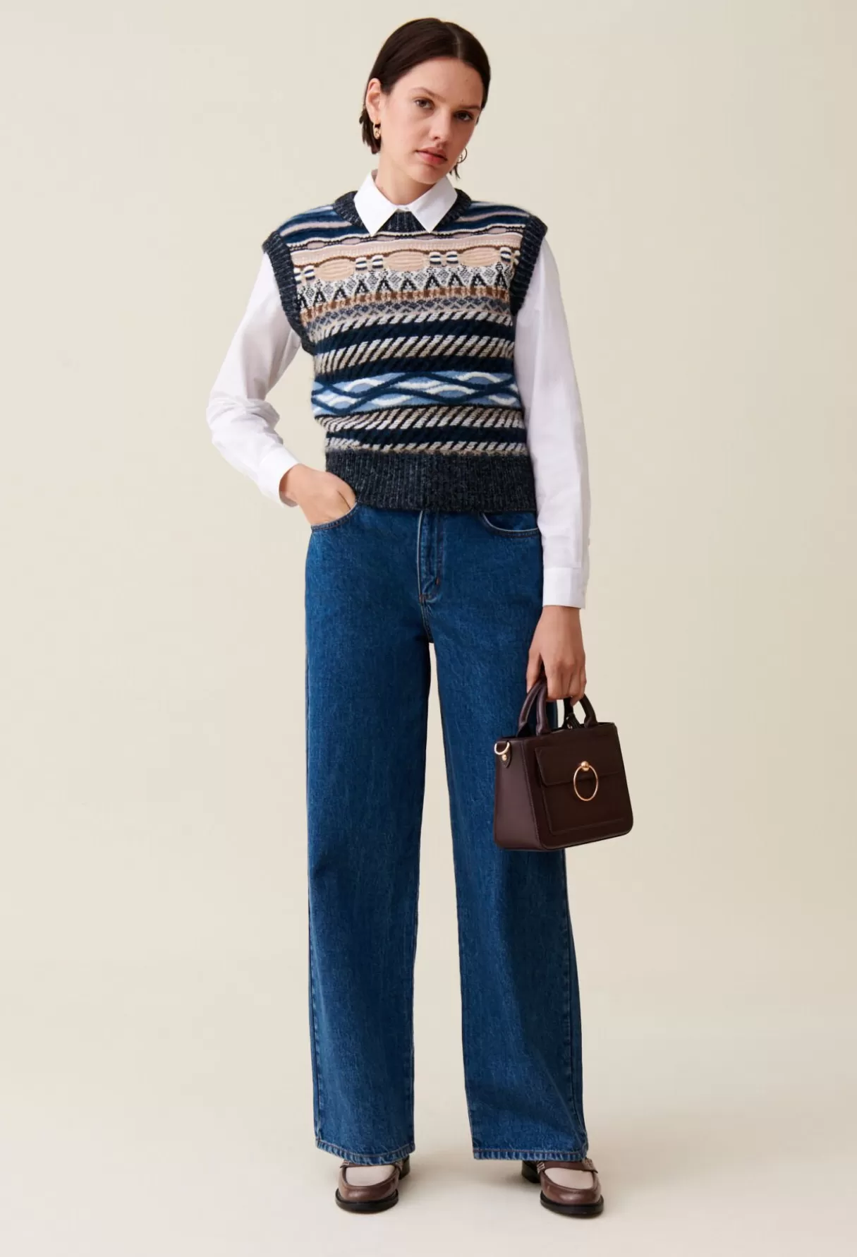 Pulls Et Cardigans-Claudie Pierlot Pull sans manches rayures à motifs Multico