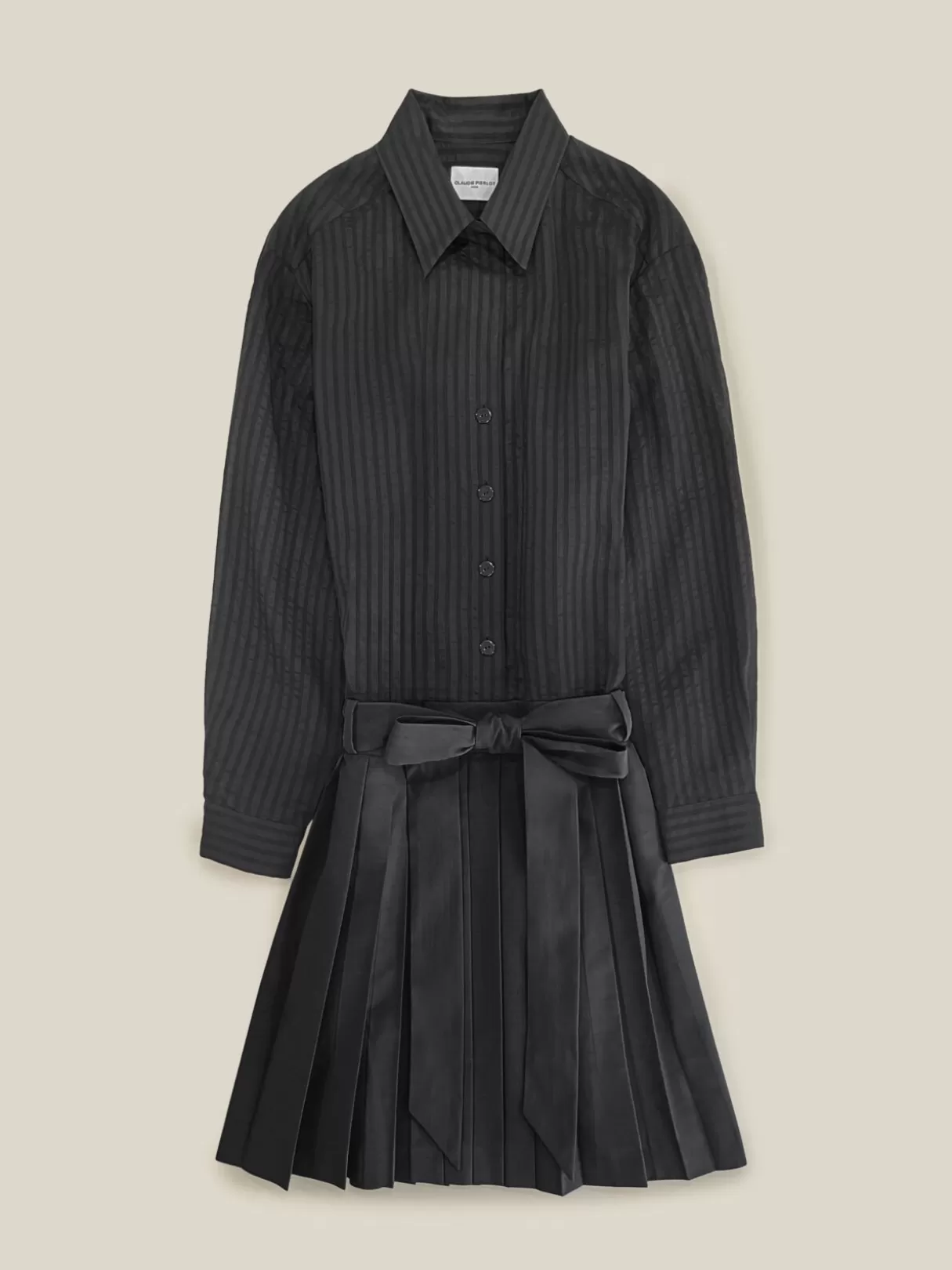 Robes-Claudie Pierlot Robe bi-matière rayures Noir