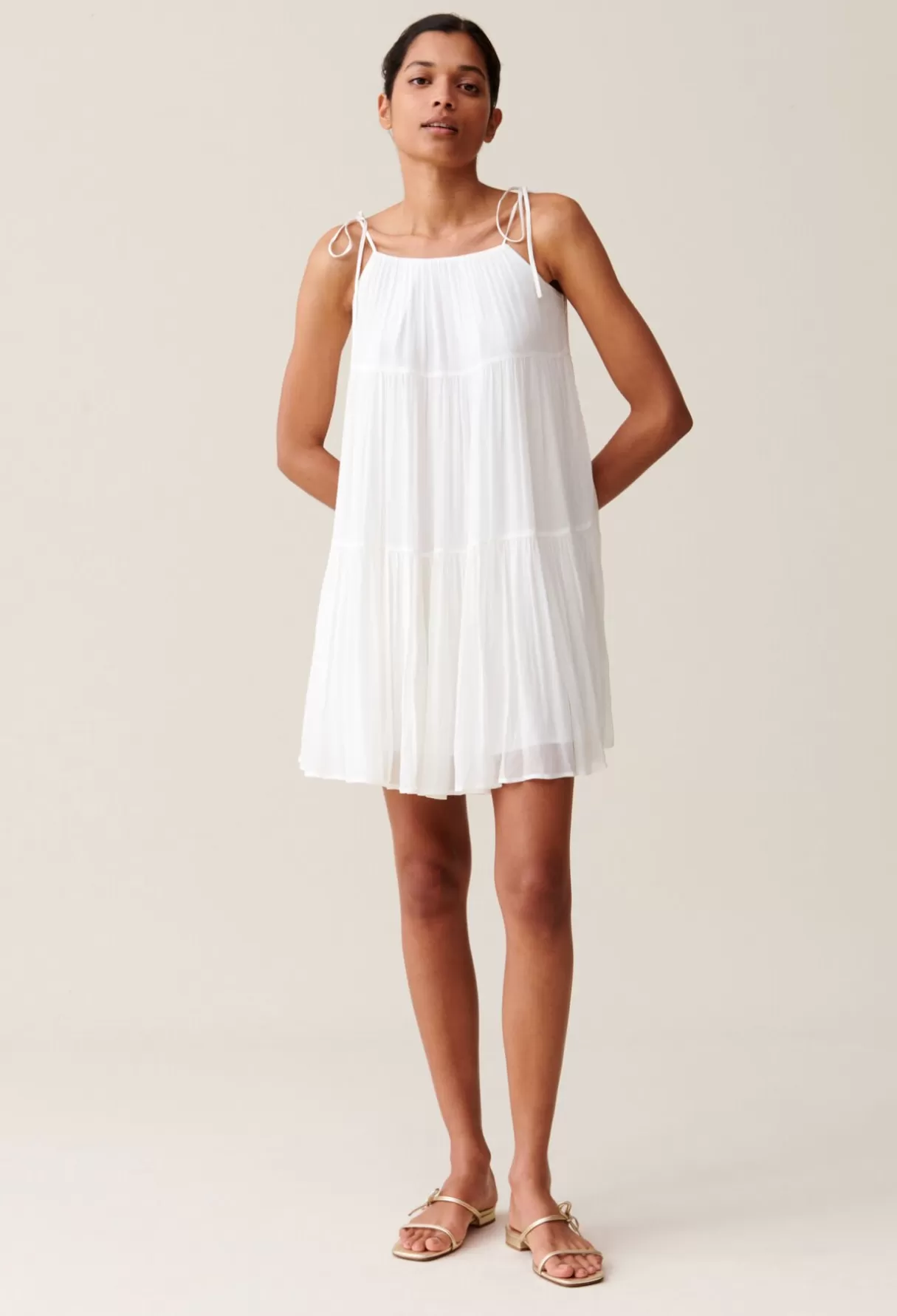 Robes-Claudie Pierlot Robe courte babydoll Ecru