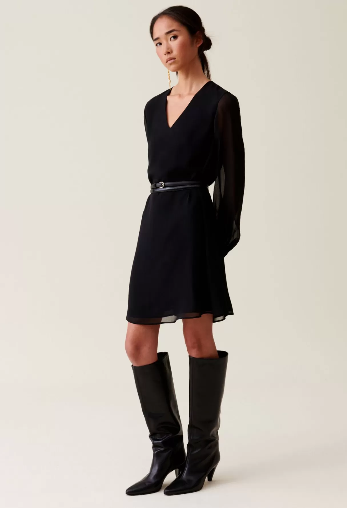 Robes-Claudie Pierlot Robe courte fluide babydoll Noir