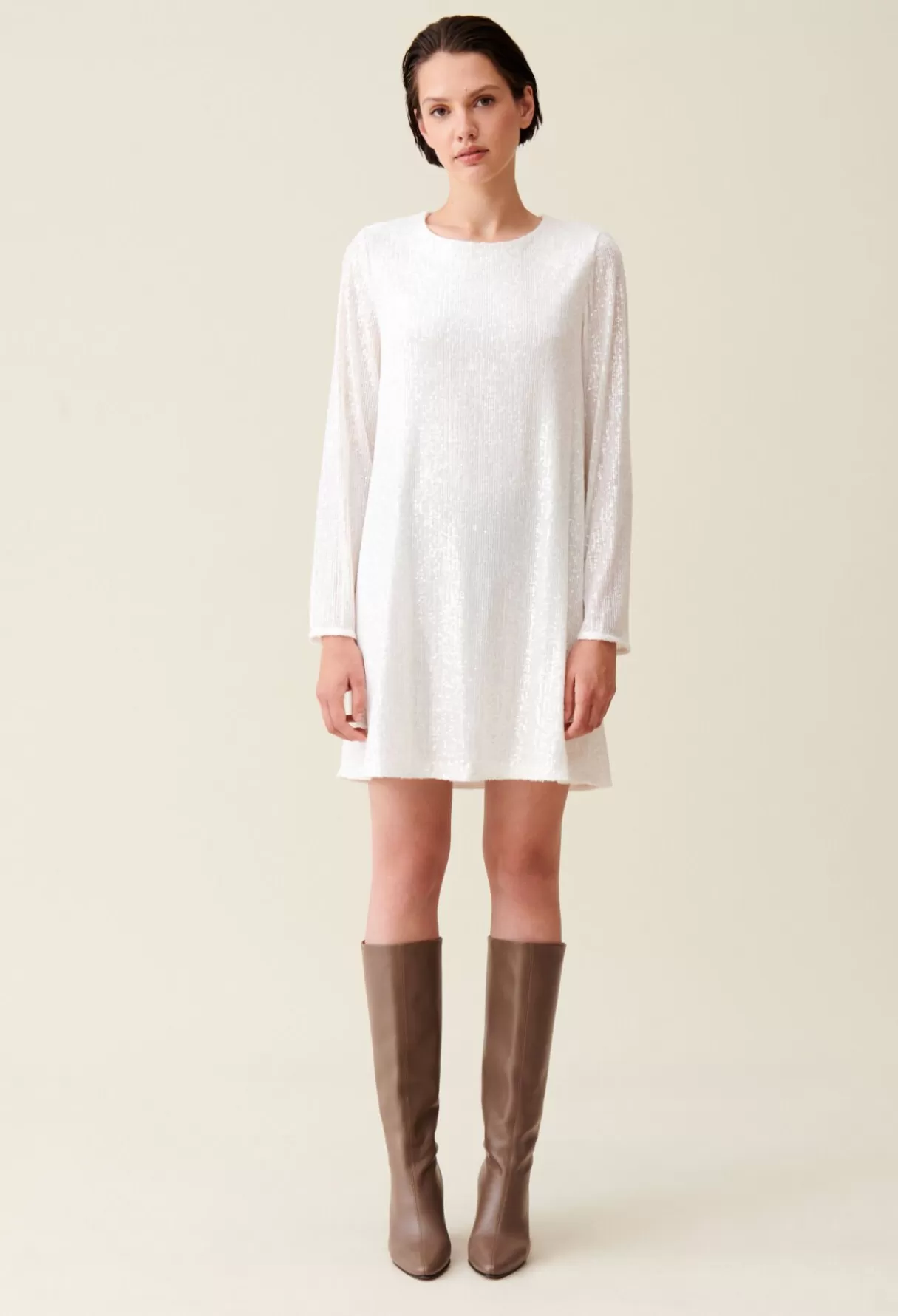 Robes-Claudie Pierlot Robe courte Rififi sequins écrue Ecru