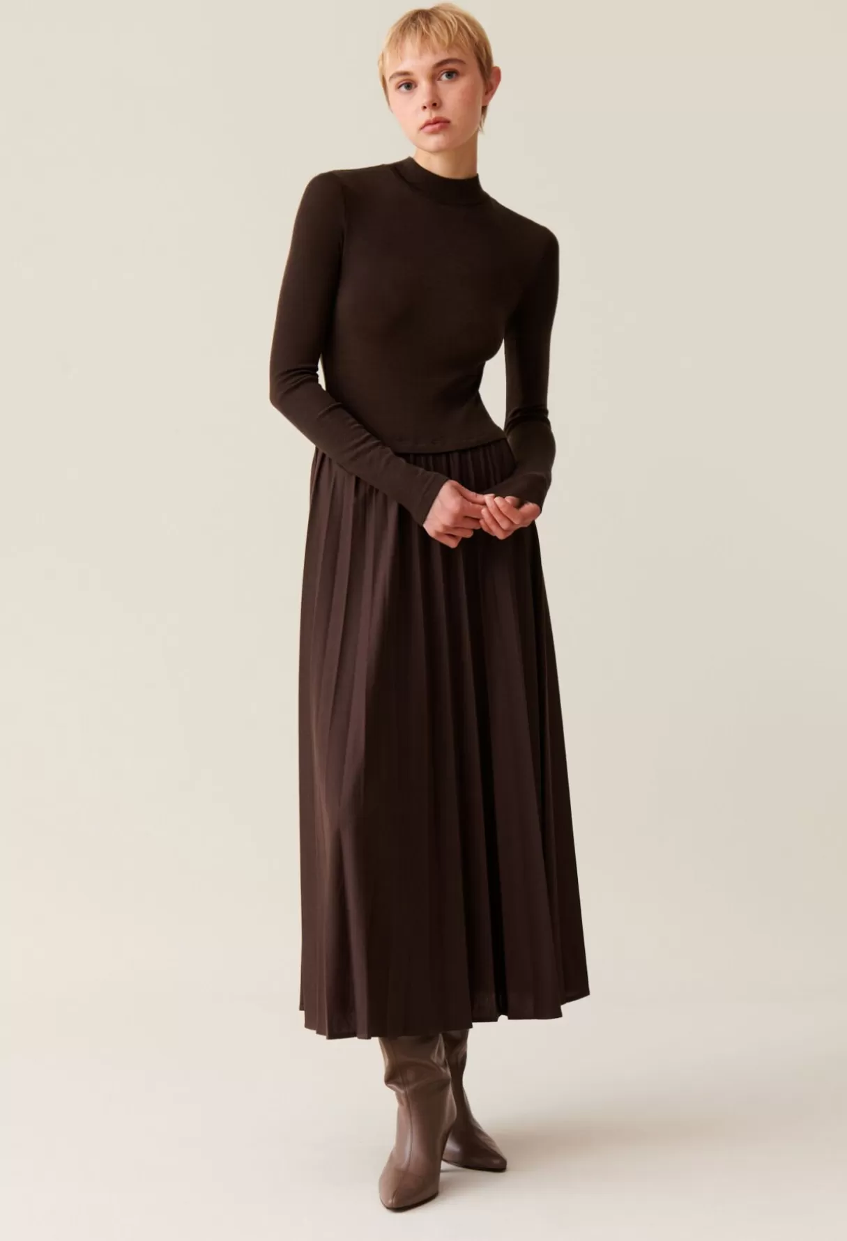 Robes-Claudie Pierlot Robe maille Twist Chocolat