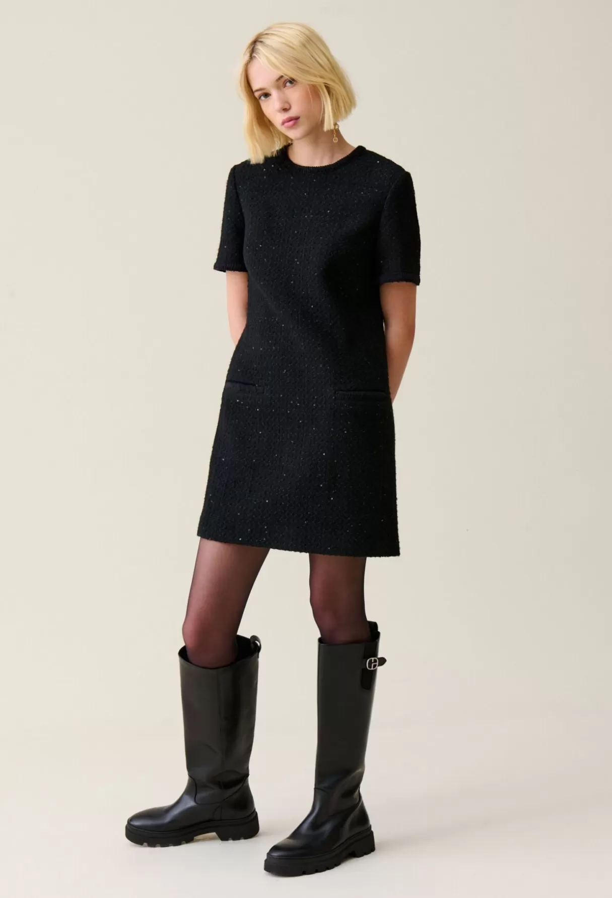 Robes-Claudie Pierlot Robe e courte tweed Noir