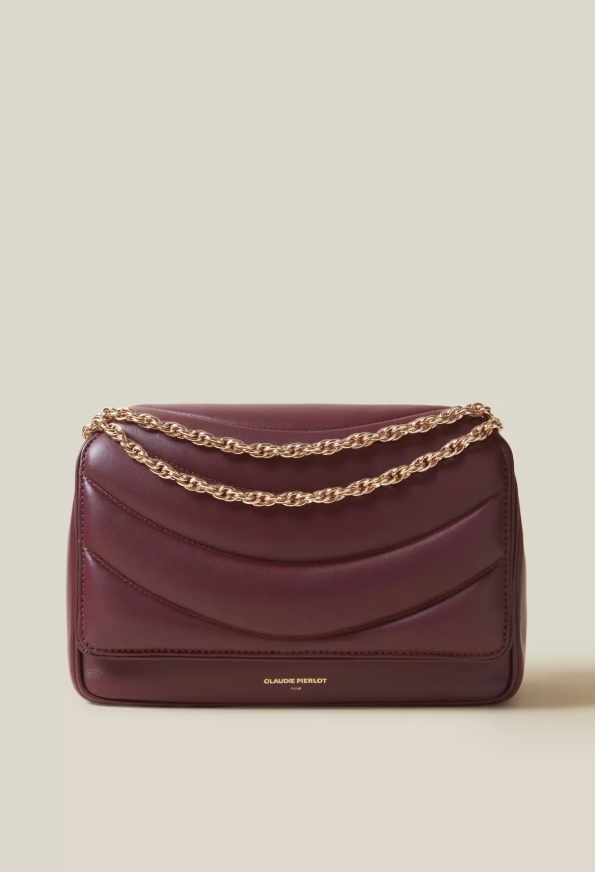 Sacs Porté épaule | Sacs à Bandoulière-Claudie Pierlot Sac Alba cuir matelassé chaîne Bordeaux