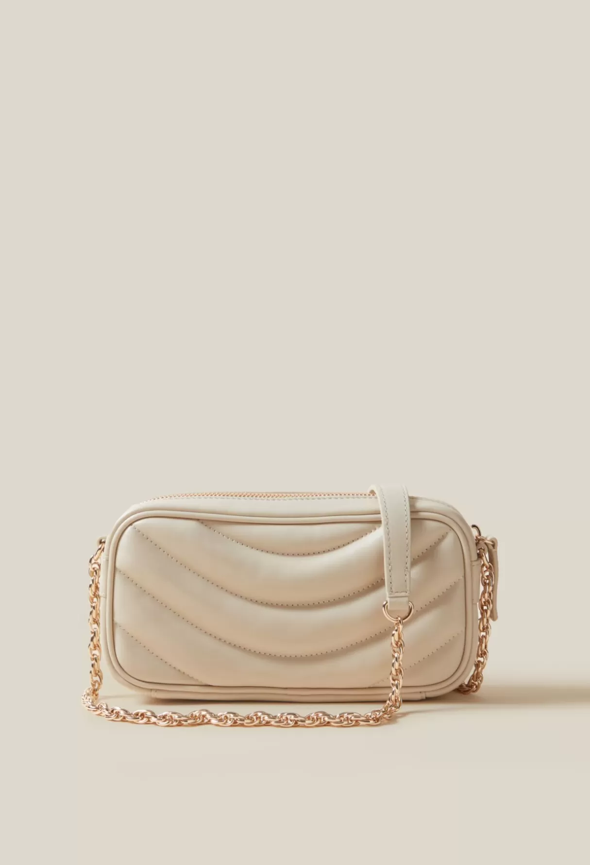 Mini Sacs | Sacs à Bandoulière-Claudie Pierlot Sac Alba cuir matelassé chaîne Avoine