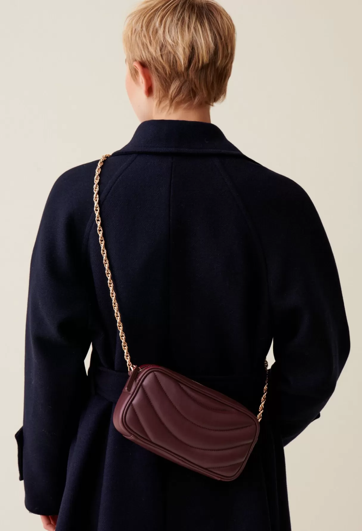 Mini Sacs | Sacs à Bandoulière-Claudie Pierlot Sac Alba cuir matelassé chaîne Bordeaux