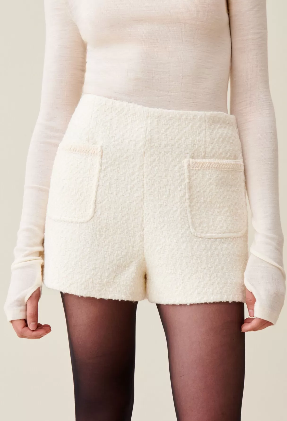 Jupes Et Shorts-Claudie Pierlot Short en tweed Ivoire