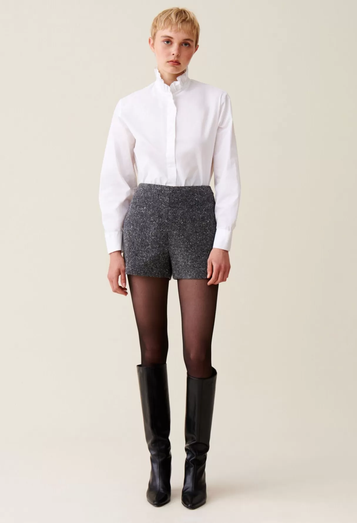 Jupes Et Shorts-Claudie Pierlot Short tweed gris Grischine