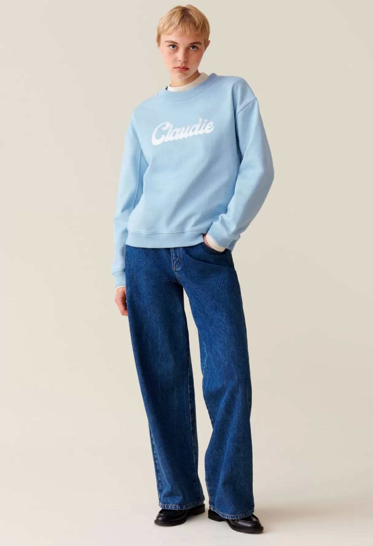 Sweatshirts | Pulls Et Cardigans-Claudie Pierlot Sweatshirt ample imprimé Claudie Bleuciel