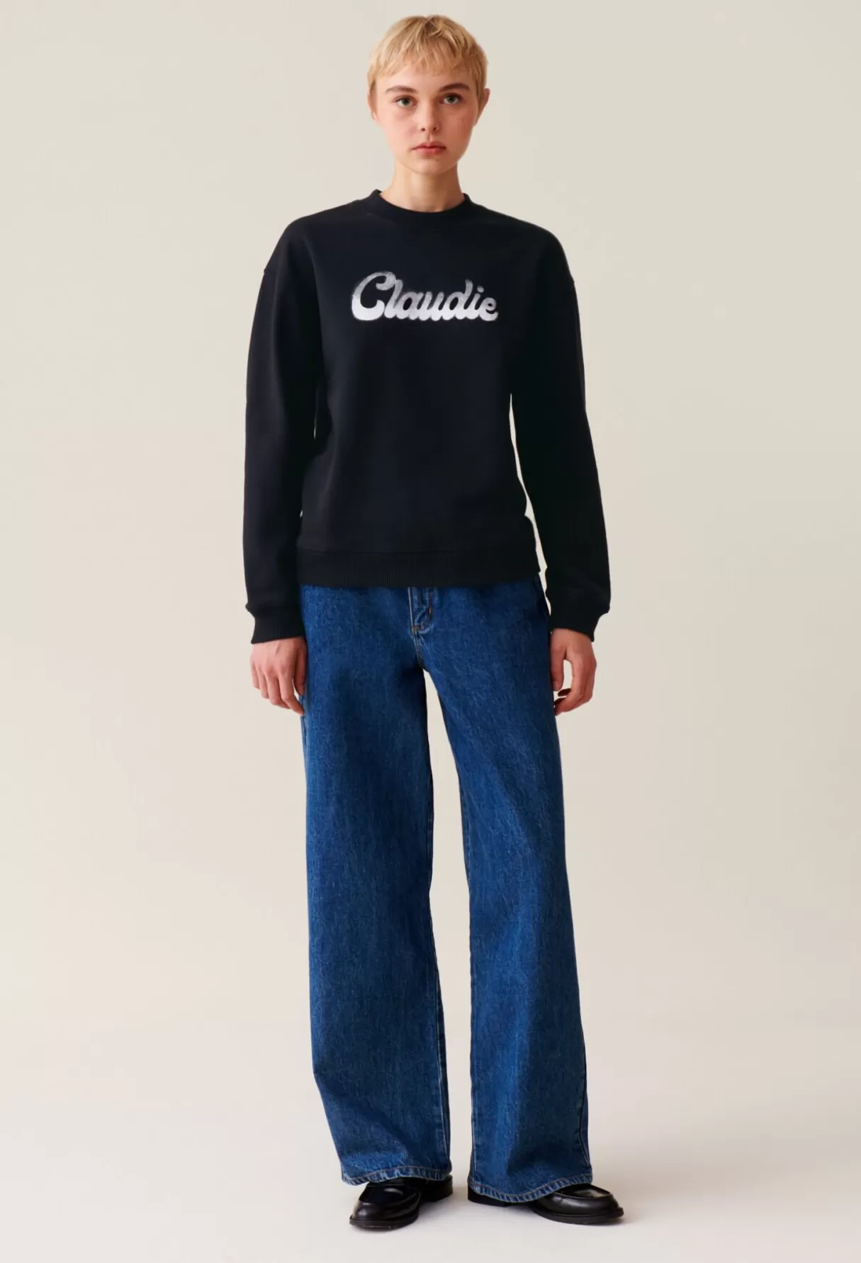 Sweatshirts | Pulls Et Cardigans-Claudie Pierlot Sweatshirt ample imprimé Claudie Marine