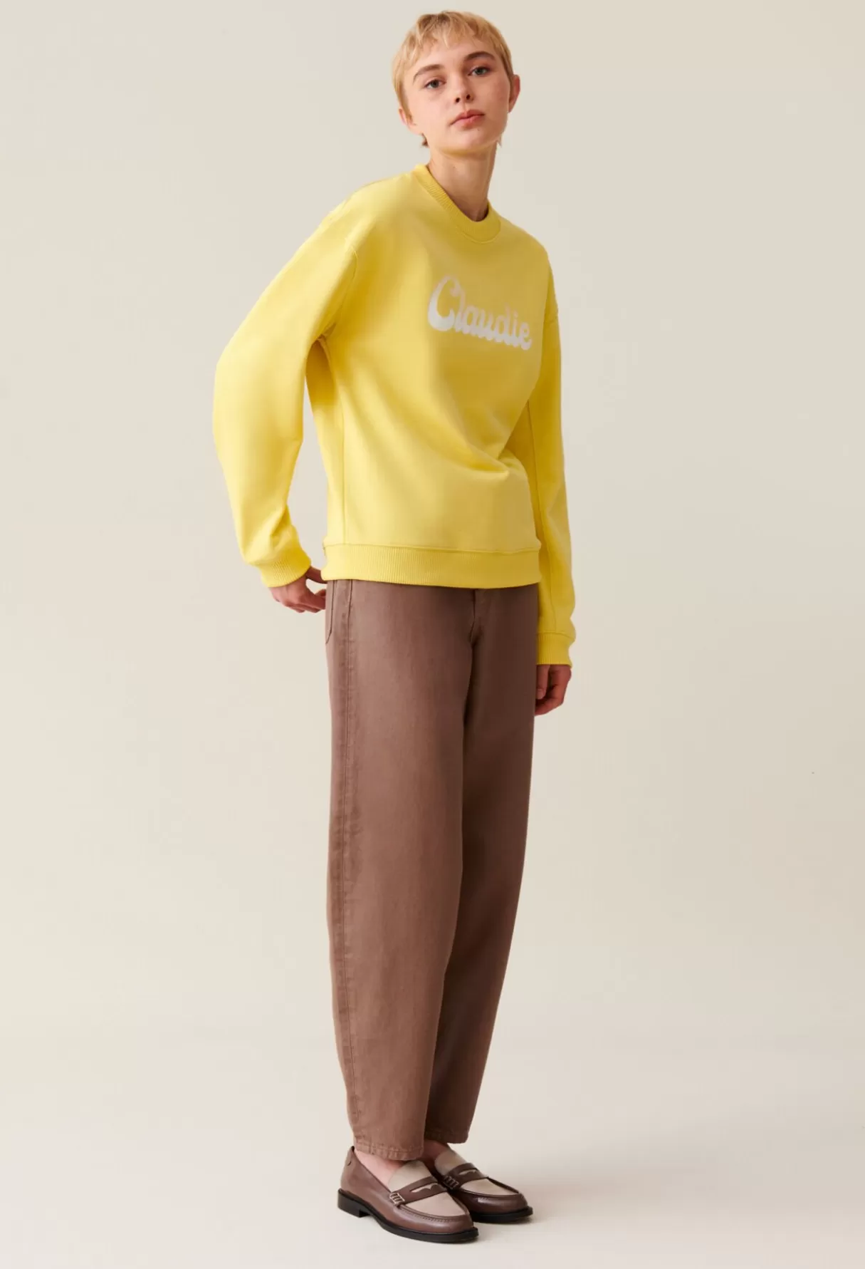 Sweatshirts | Pulls Et Cardigans-Claudie Pierlot Sweatshirt ample imprimé Claudie Jaune