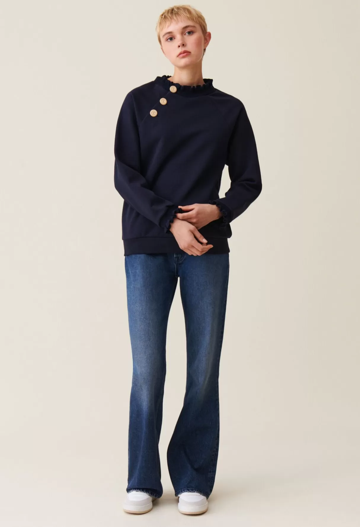 Sweatshirts | Pulls Et Cardigans-Claudie Pierlot Sweatshirt col boutons Marine