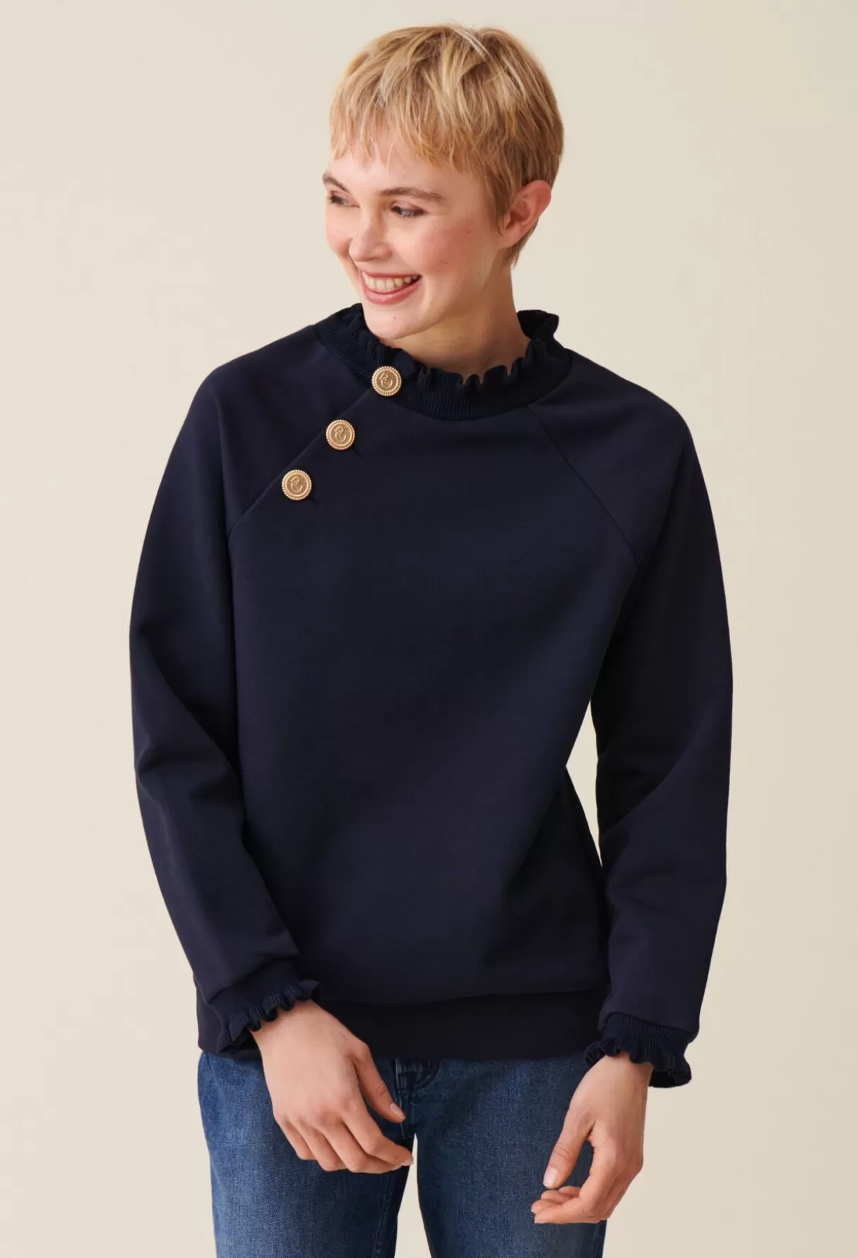 Sweatshirts | Pulls Et Cardigans-Claudie Pierlot Sweatshirt col boutons Marine