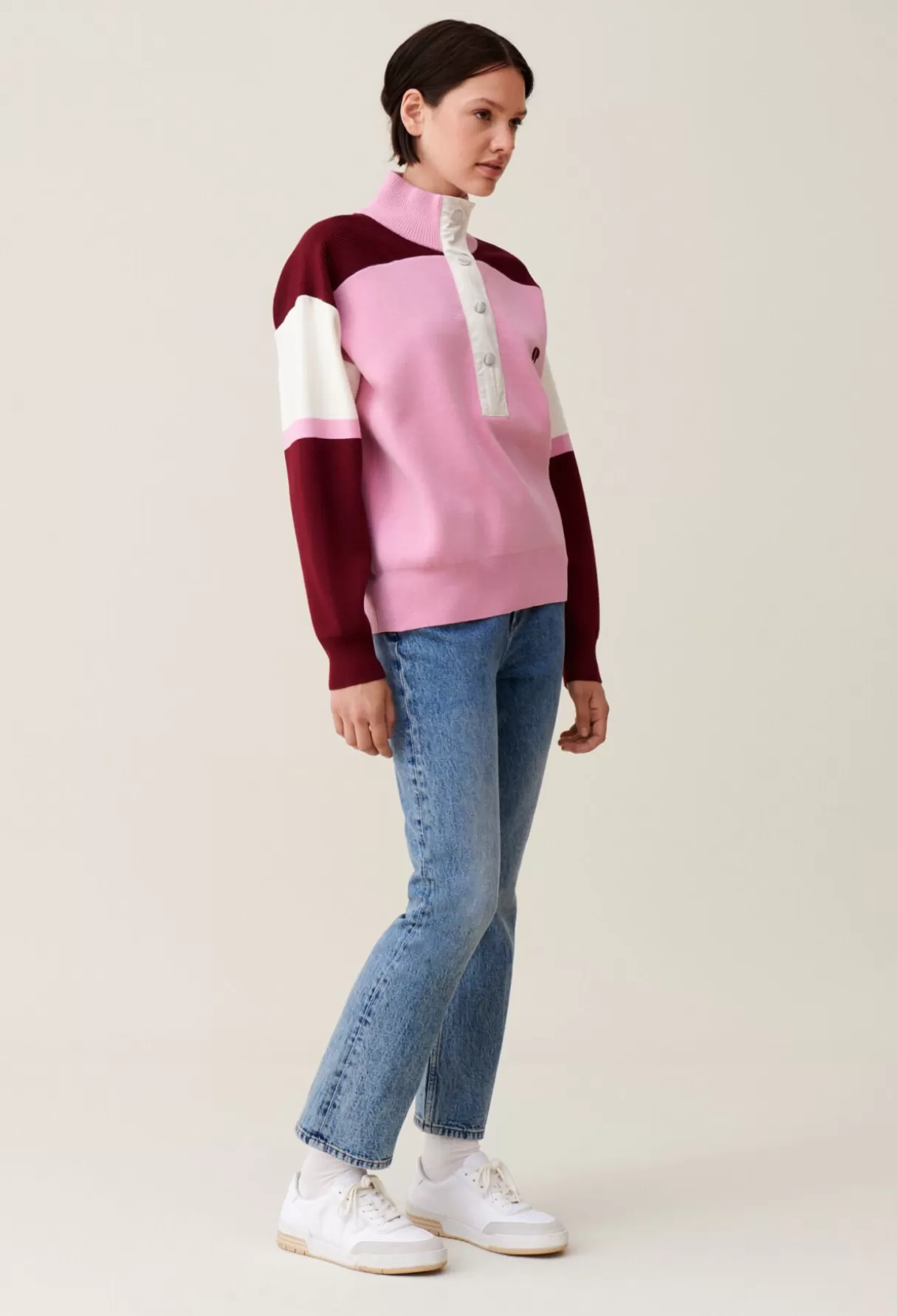 Pulls Et Cardigans | Sweatshirts-Claudie Pierlot Sweatshirt Minimum col camionneur Rosepale