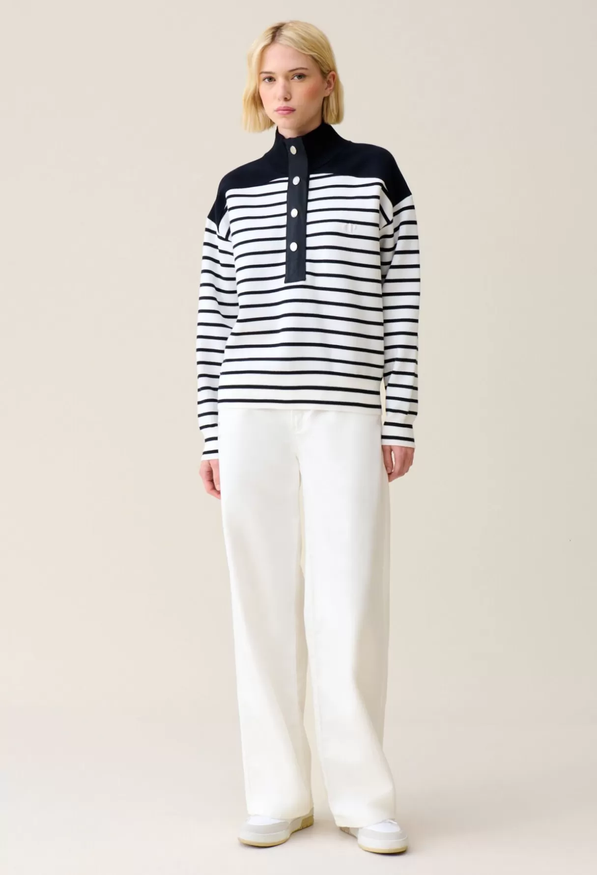 Sweatshirts | Pulls Et Cardigans-Claudie Pierlot Sweatshirt Minimum marinière Bicolore