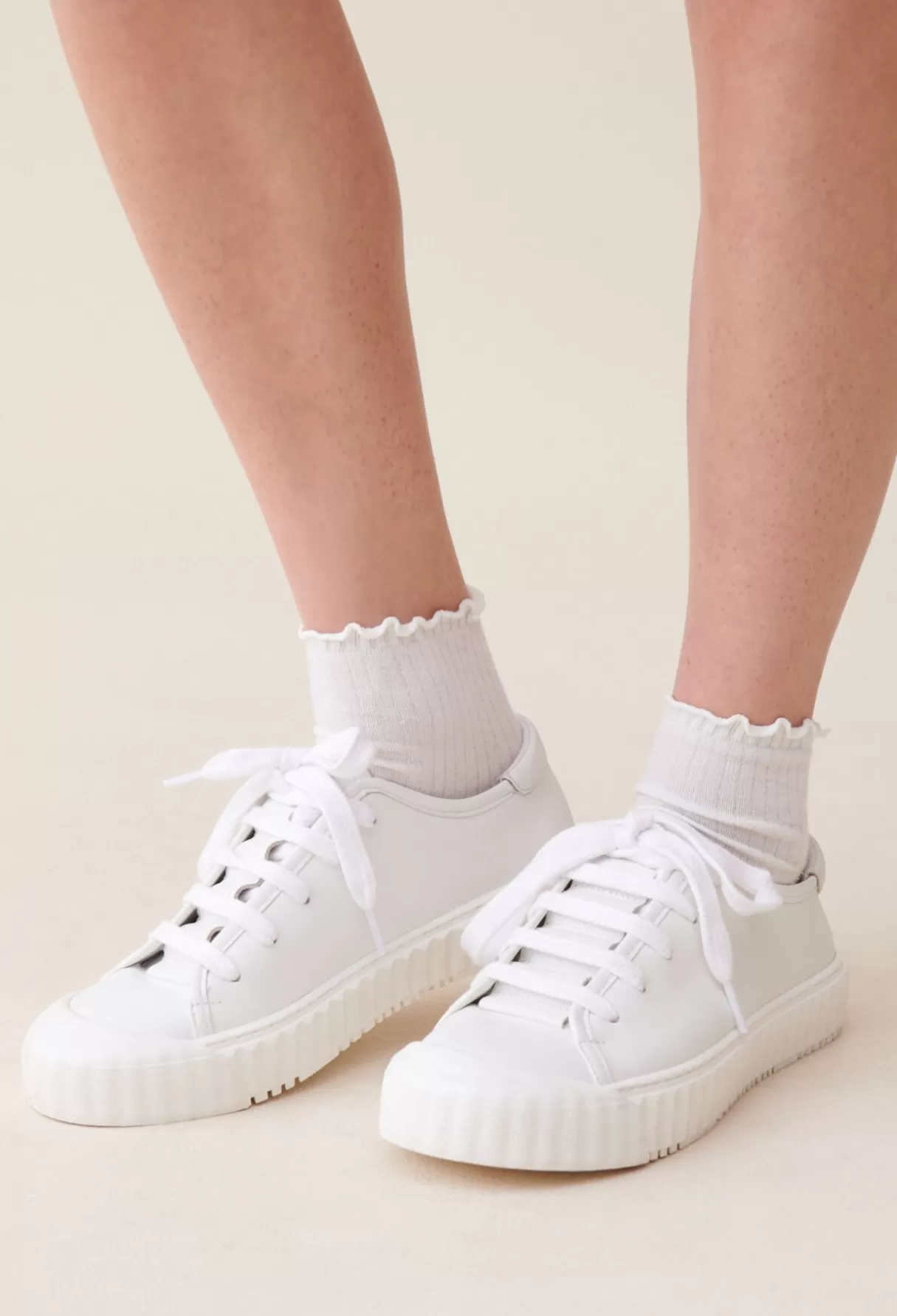 Baskets-Claudie Pierlot Tennis cuir Blanc