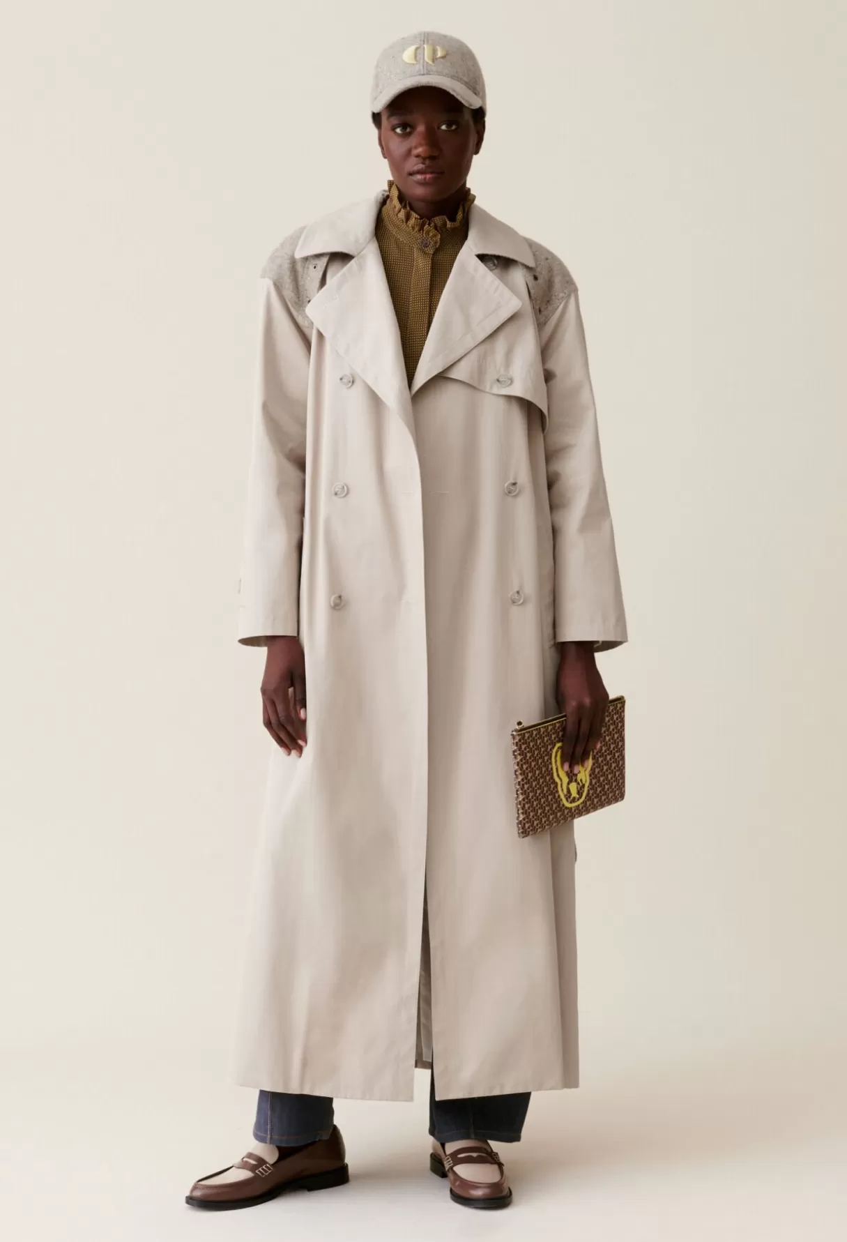 Manteaux-Claudie Pierlot Trench long bi-matière Beige