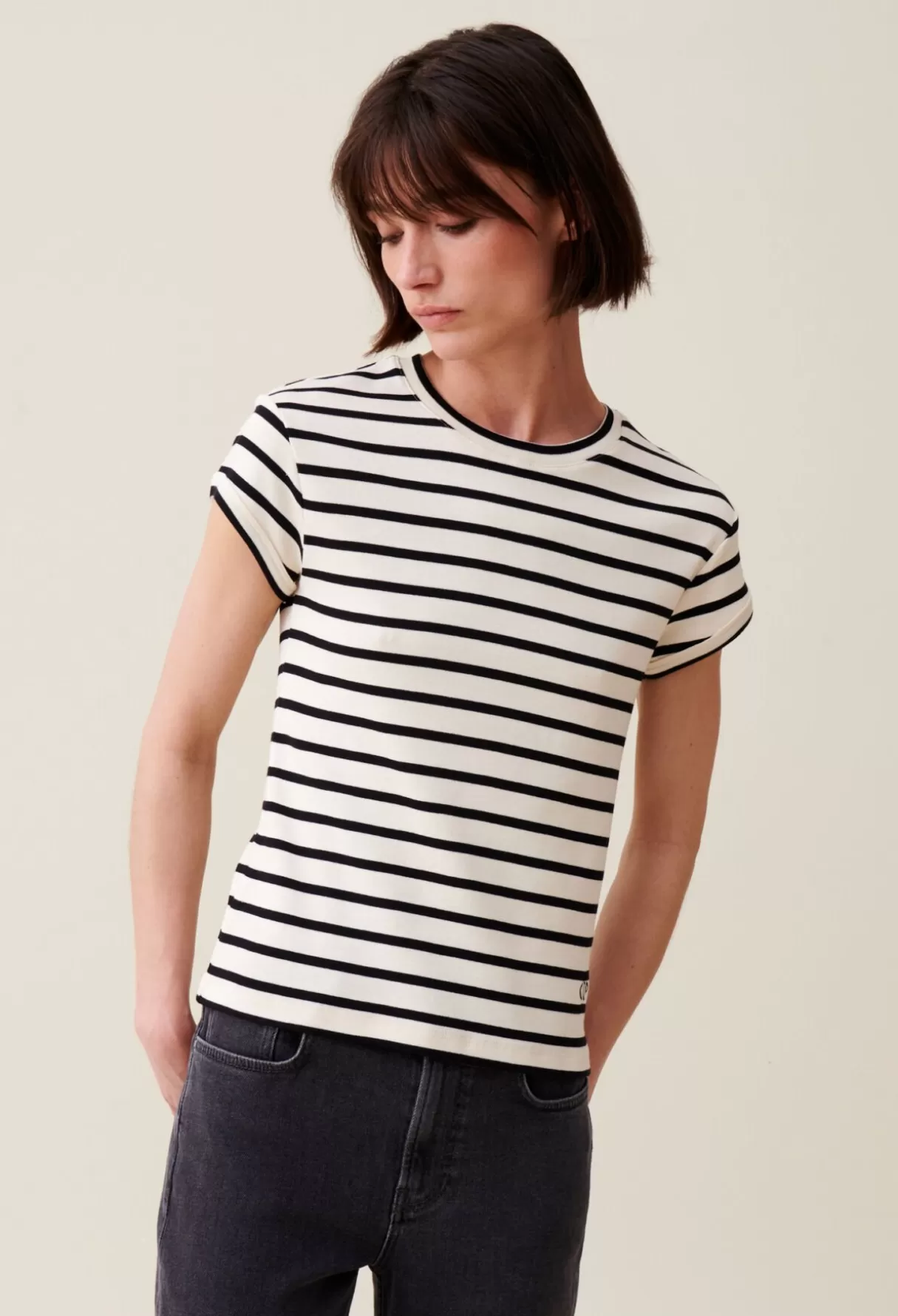 T-Shirts-Claudie Pierlot T-shirt manches courtes marinière Bicolore