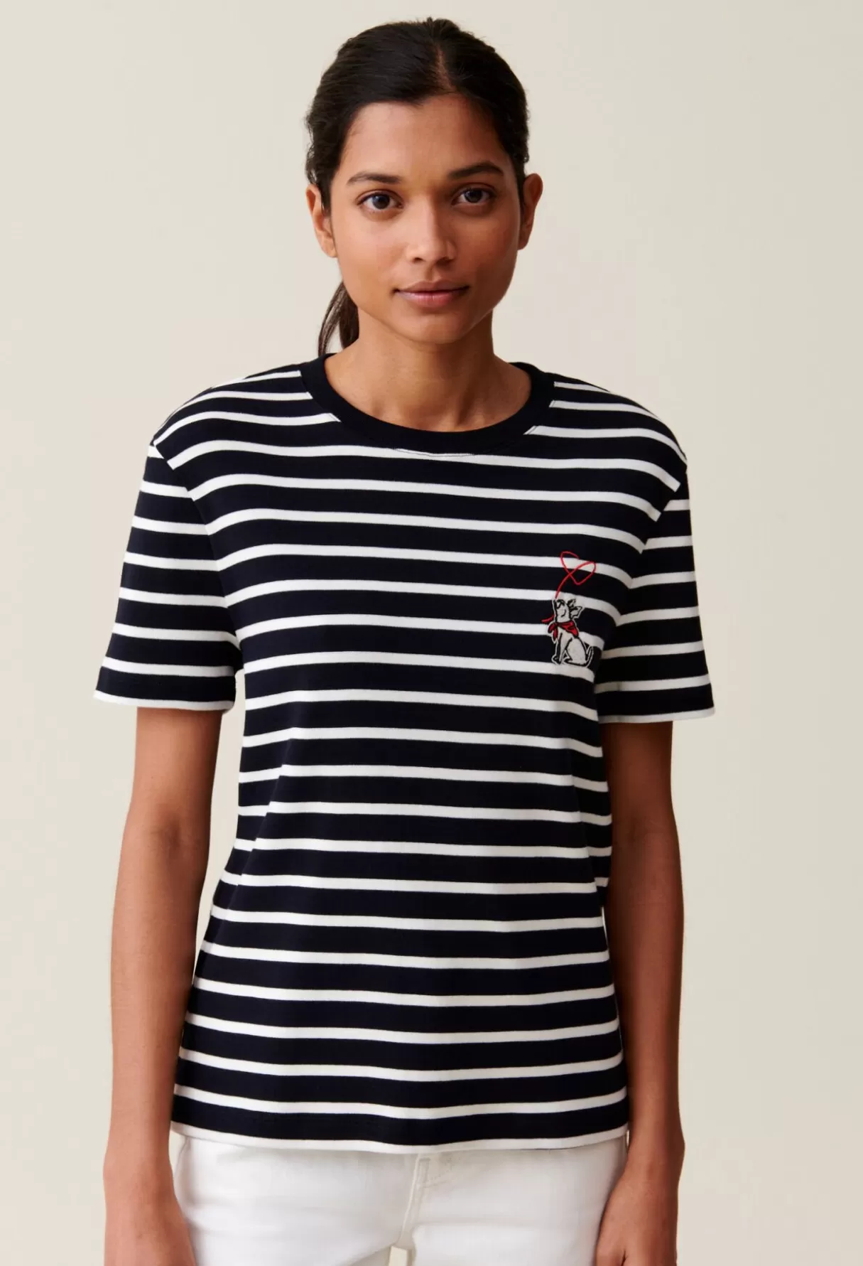 T-Shirts-Claudie Pierlot T-shirt marinière broderie Jean Toto Bicolore