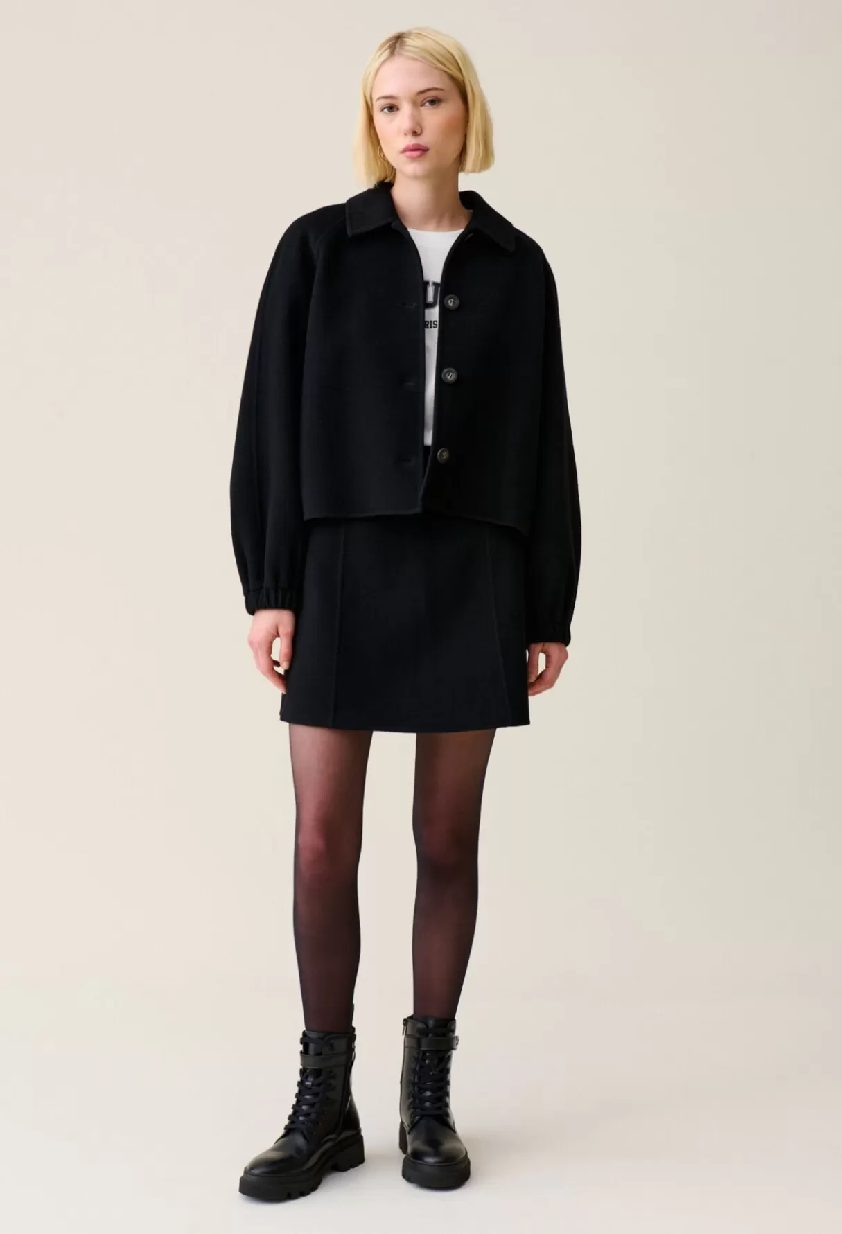 Blousons Et Vestes-Claudie Pierlot Veste courte col chemise Noir