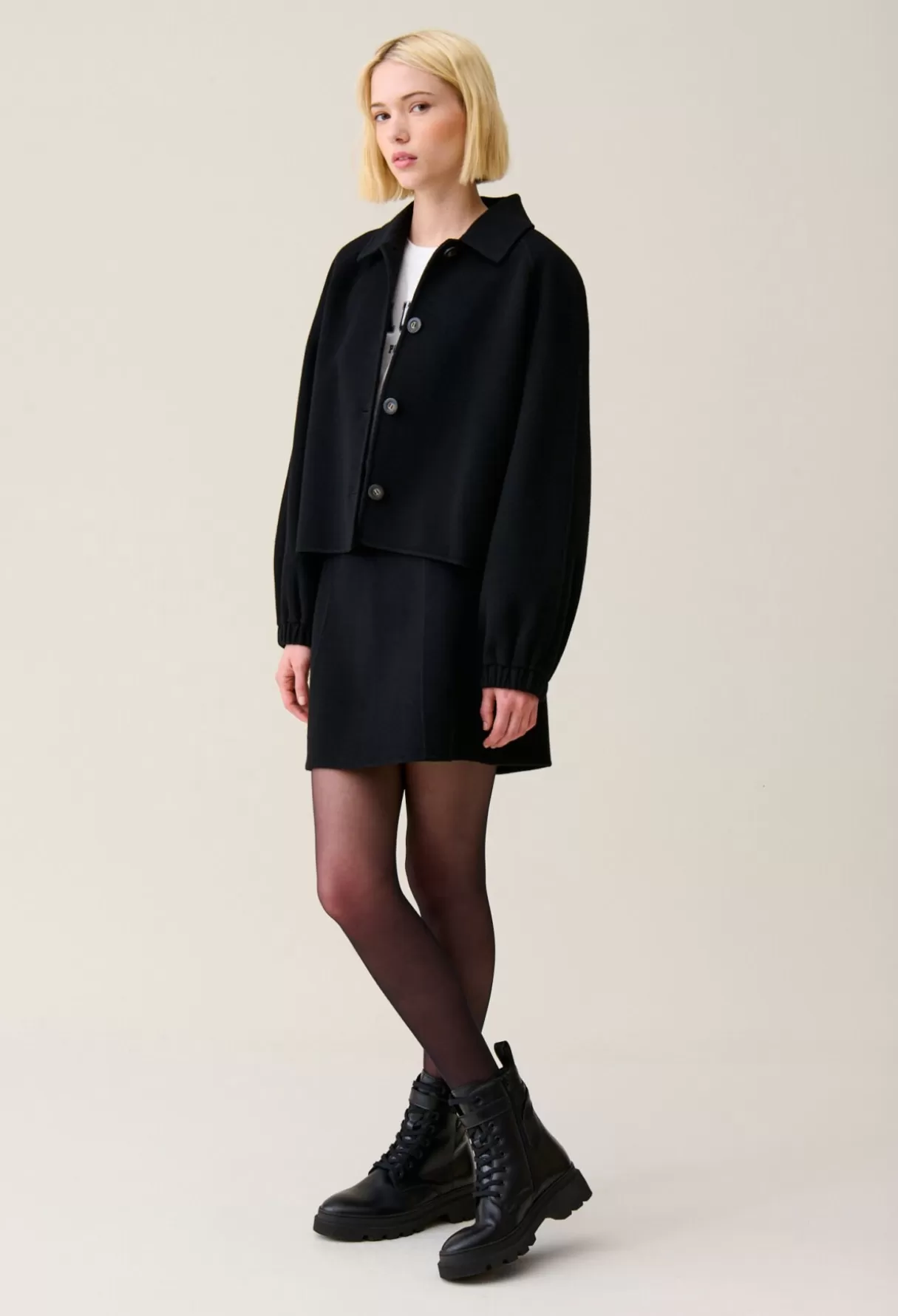 Blousons Et Vestes-Claudie Pierlot Veste courte col chemise Noir