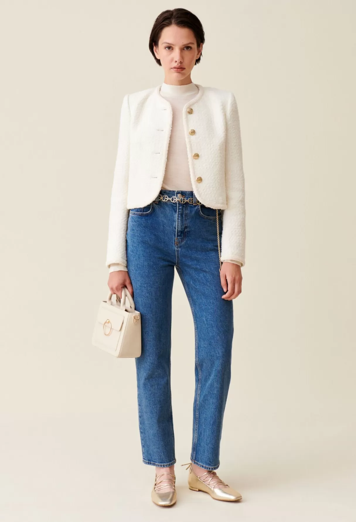 Blazers | Blousons Et Vestes-Claudie Pierlot Veste courte tweed Ivoire