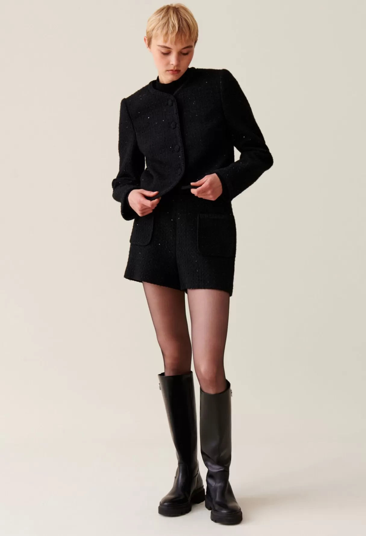 Blazers | Blousons Et Vestes-Claudie Pierlot Veste droite e tweed Noir