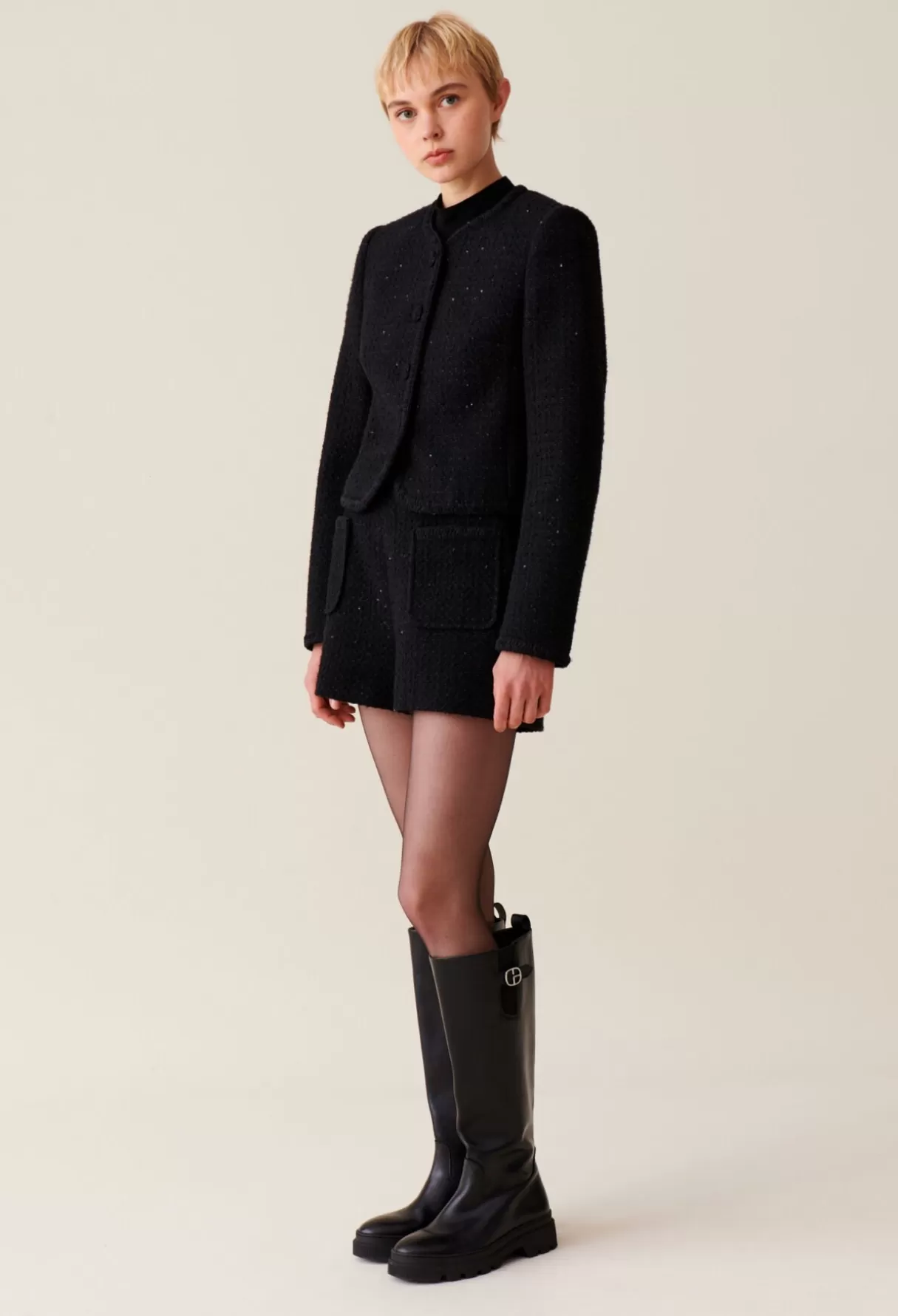 Blazers | Blousons Et Vestes-Claudie Pierlot Veste droite e tweed Noir