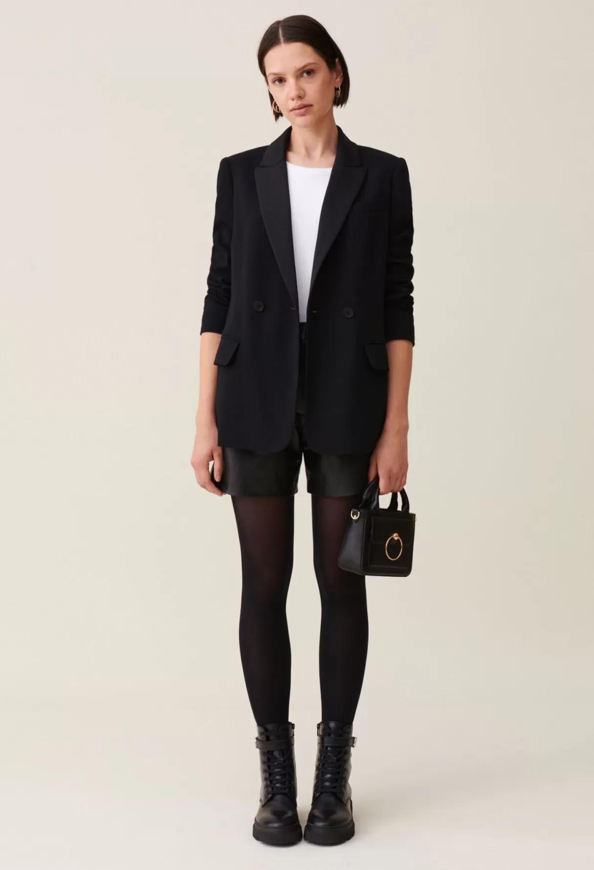 Blazers-Claudie Pierlot Veste tailleur boutonnée ceinturée Noir