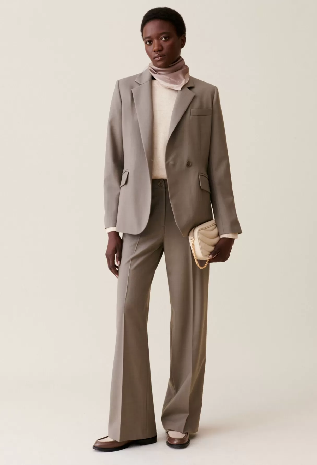 Blazers-Claudie Pierlot Veste tailleur croisée Taupe