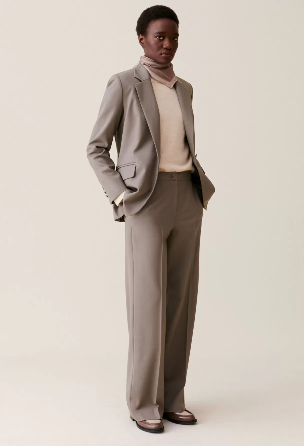 Blazers-Claudie Pierlot Veste tailleur croisée Taupe