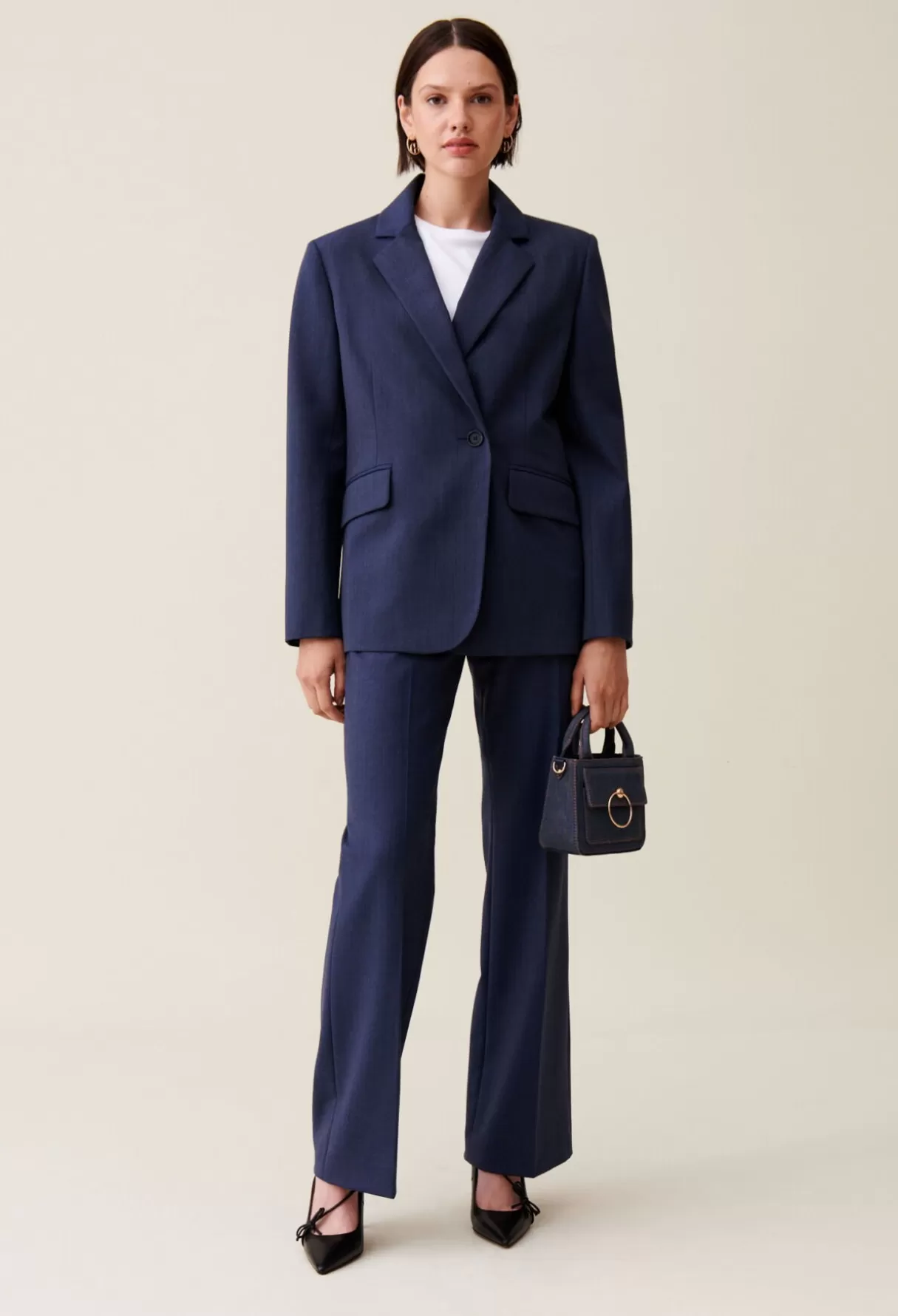 Blazers-Claudie Pierlot Veste tailleur croisée marine Bleuchine