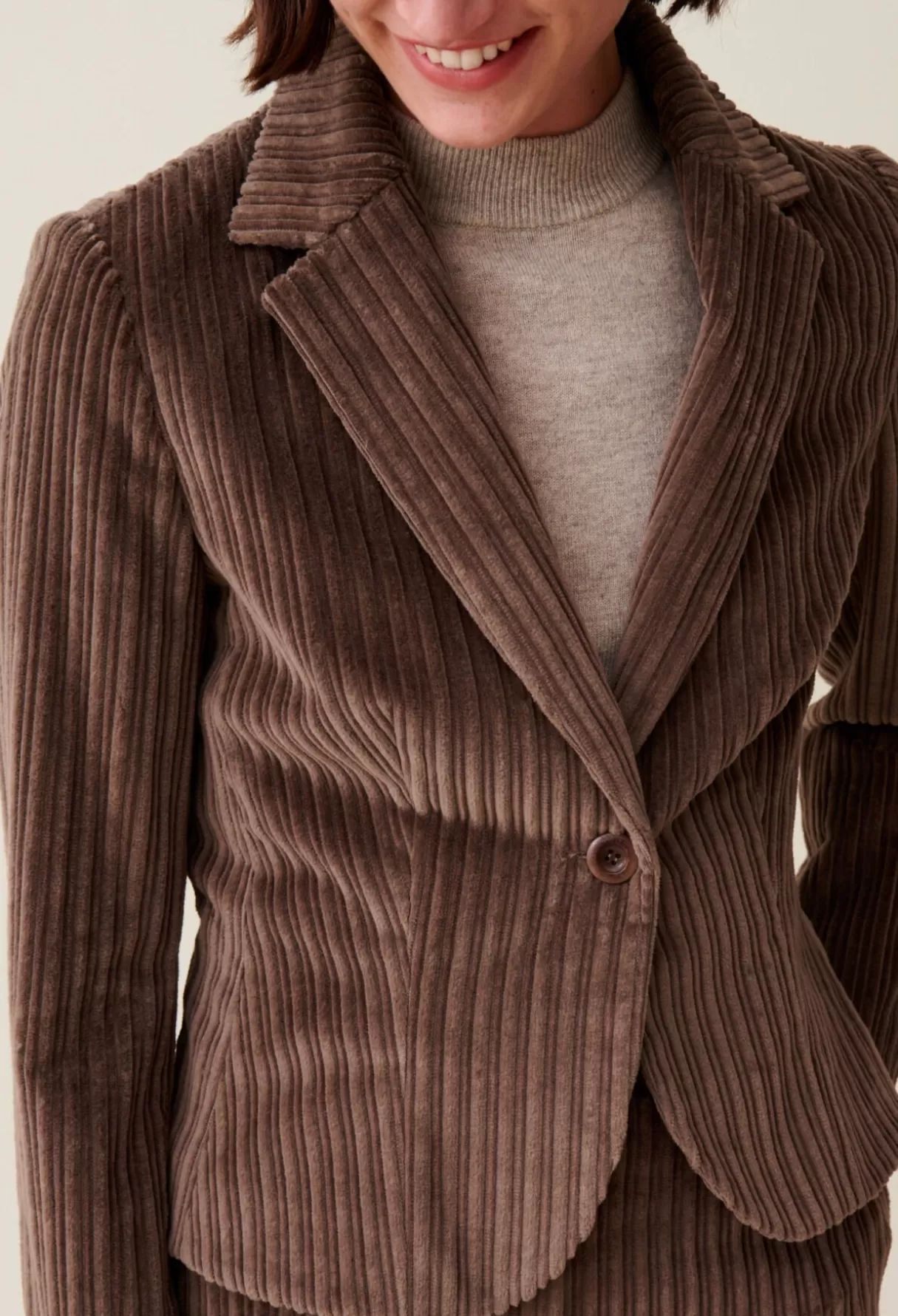 Blazers-Claudie Pierlot Veste velours cintrée Taupe